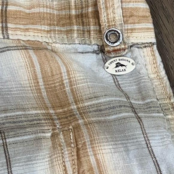 Mens Tommy Bahama Relax Size 36W 100% Linen Sunburst Plaid Shorts Summer Beach - Picture 10 of 10